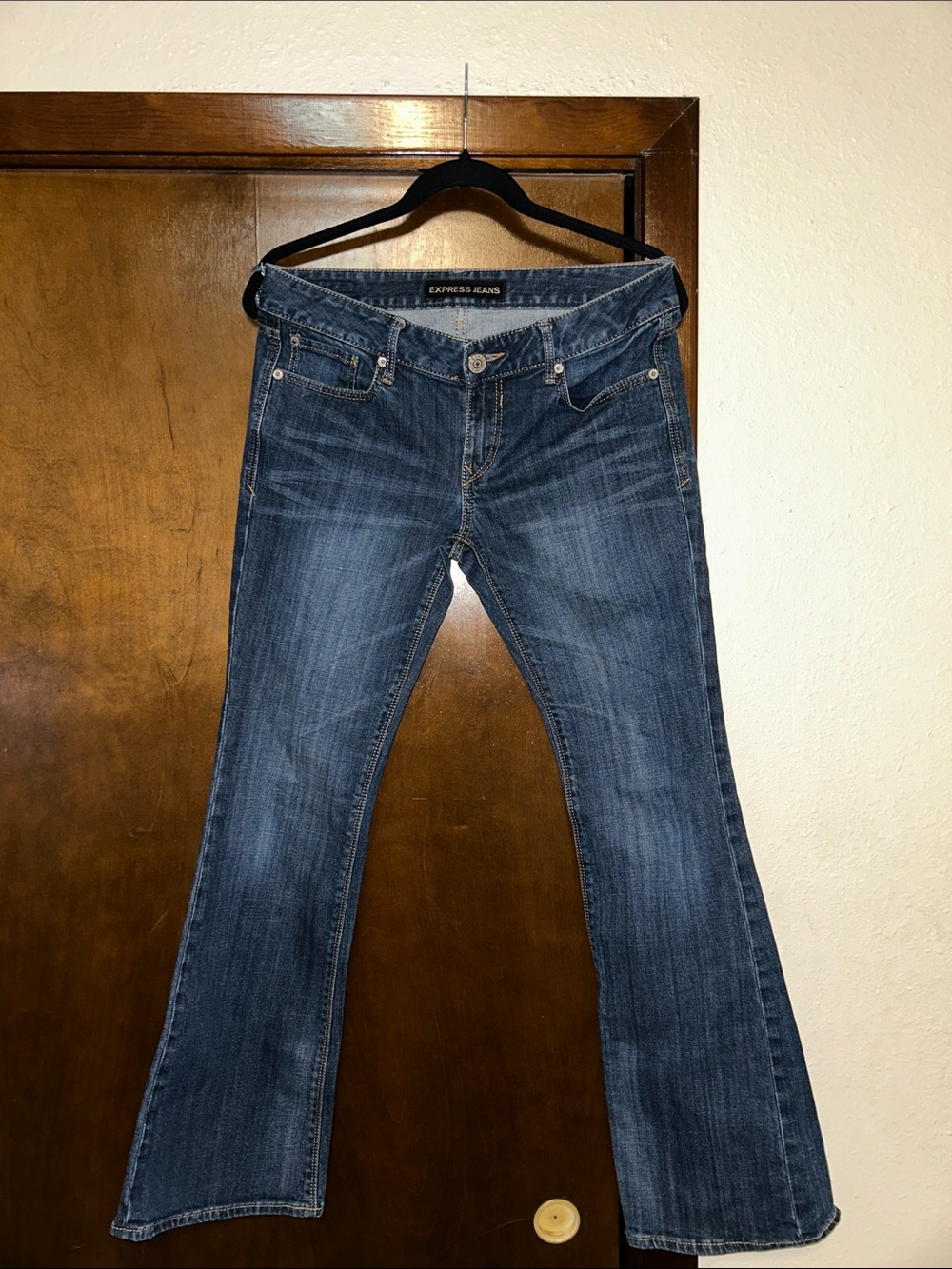 Express Women's Dark Blue Flare Jeans